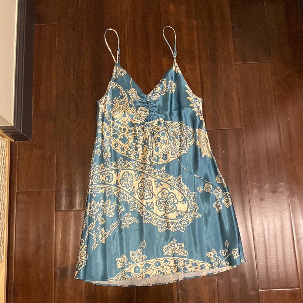 Zara blue slip paisley dress